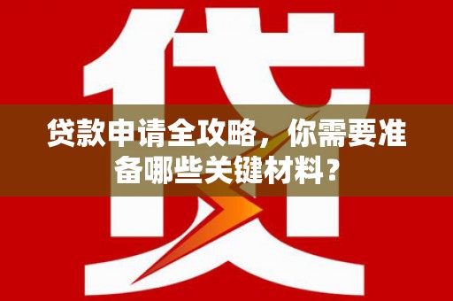 新泰贷款申请全攻略，你需要准备哪些关键材料？