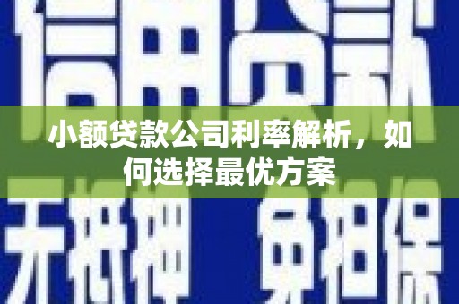 孝义小额贷款公司利率解析，如何选择最优方案