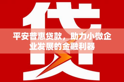 八里平安普惠贷款，助力小微企业发展的金融利器