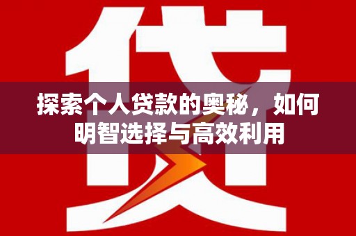 天涯探索个人贷款的奥秘，如何明智选择与高效利用