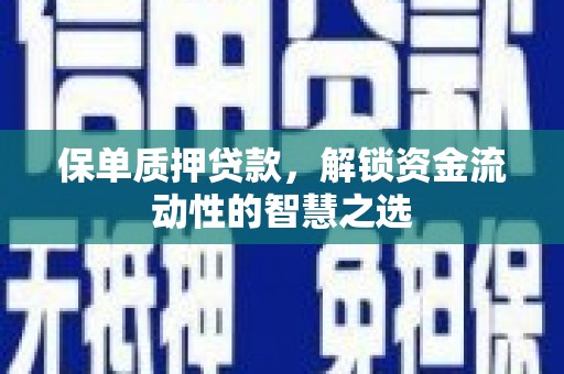 宁乡保单质押贷款，解锁资金流动性的智慧之选